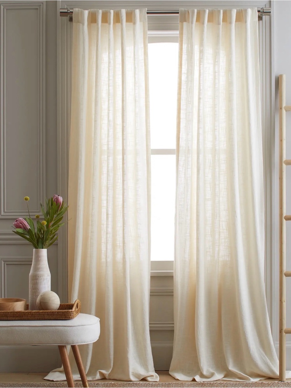 NWOT Quince Natural Cotton Slub Sheer Curtain Panels (set of 2) - Retail 140